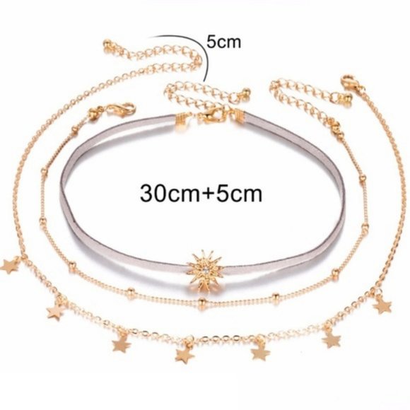 Layered Bohemian Sun Choker Necklace - Picture 2 of 4